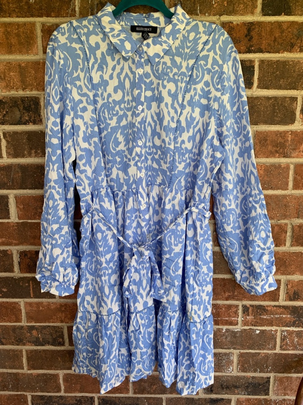 Ellen Tracy Blue and White Printed Women’s Dress